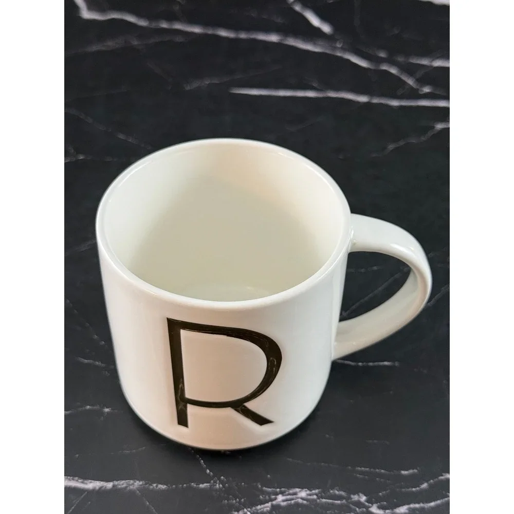 Williams Sonoma Gold Monogram R Mug 3 3/4in Tall MINT!